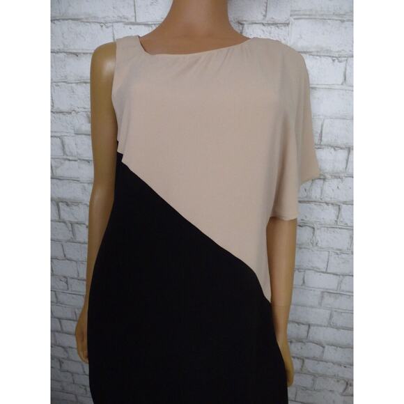 $248 Trina Turk Black Beige Asymmetric Colorblock Keaton Shift Dress 2 NEW T328 - Picture 5 of 12